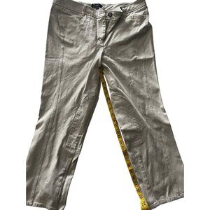 Talbots Womens Khaki Beige Cotton Casual Pants W/Pockets & Button Closure 16